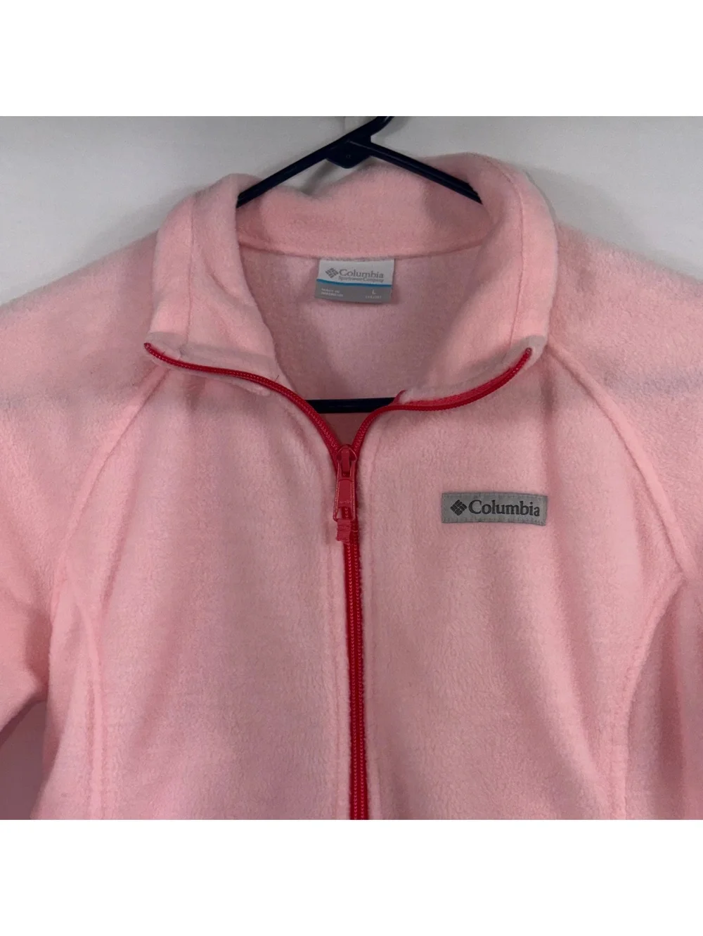 Columbia Girls Pink Full Zip Fleece Jacket Size L